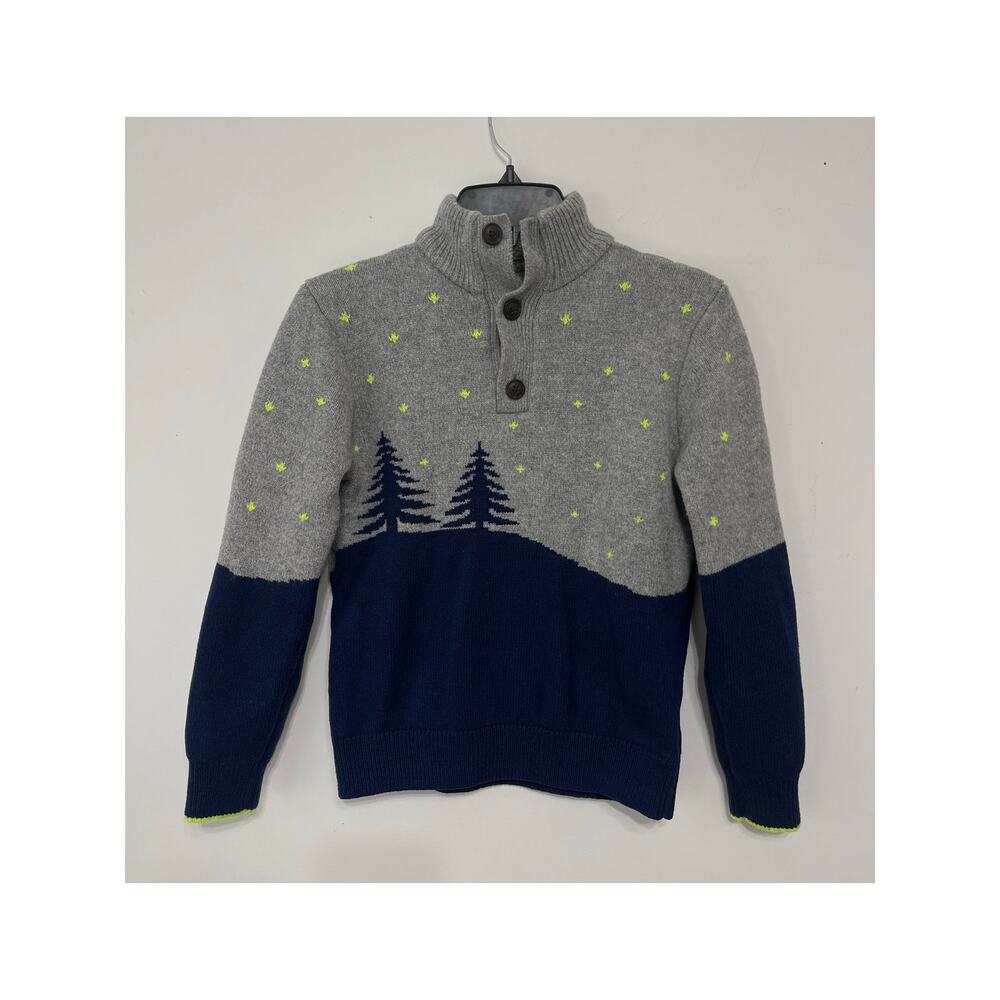 GAP Kids winter grey and navy colorblock sweater sz L (10) adventure cozy‎